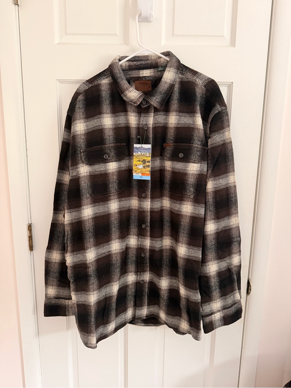 Orvis Brown and Cream Heavyweight Flannel Shirt